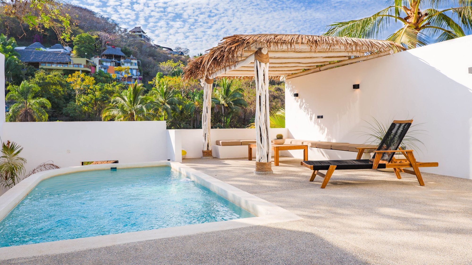 Private pool and sun loungers